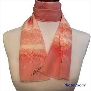 KRISKA SCARF PINK WHITE SILK TIE DYE LONG BOHEMIAN ACCESSORY BARBIE CORE